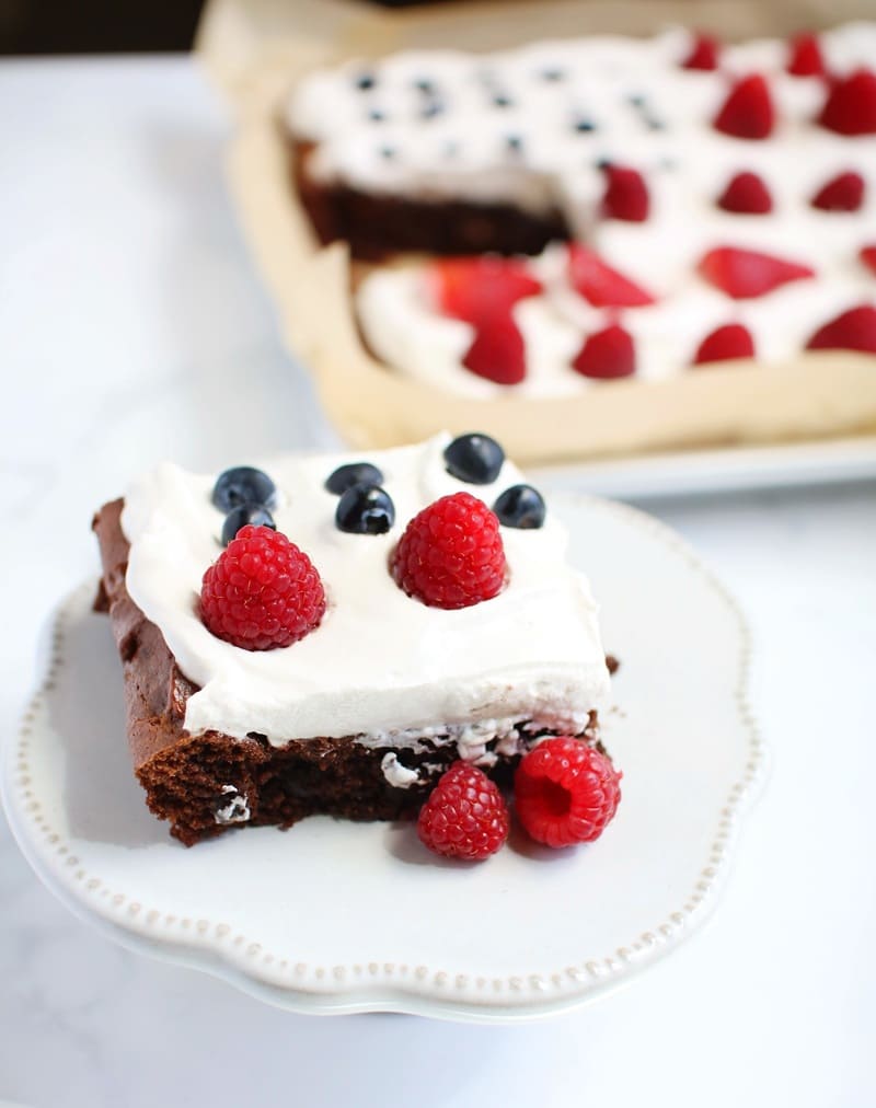 Brownie Flag Cake (Gluten-Free, Vegan Option)