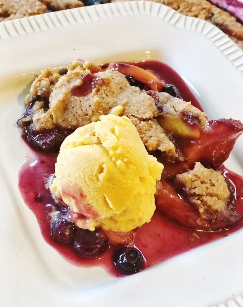 Peach-Blueberry Cobbler with Peach Ice Cream