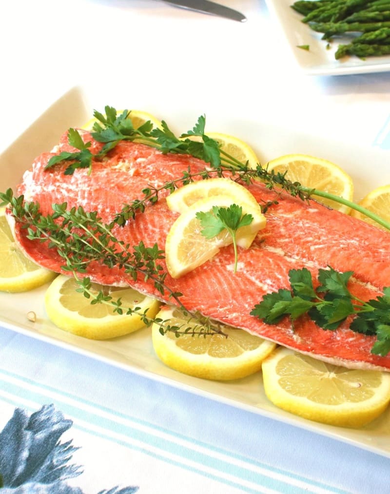 Poached Salmon with herbs