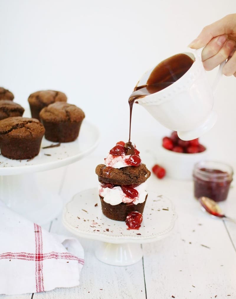 layered black forest cupcakes